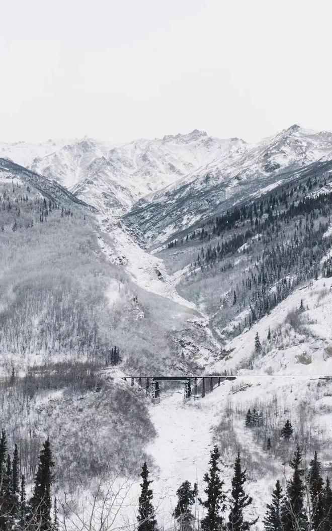 冬天的山脉，白雪覆盖的静谧之美