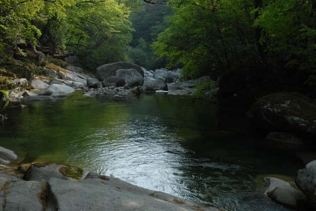 山溪诗意画卷，潺潺流淌与镜面水景