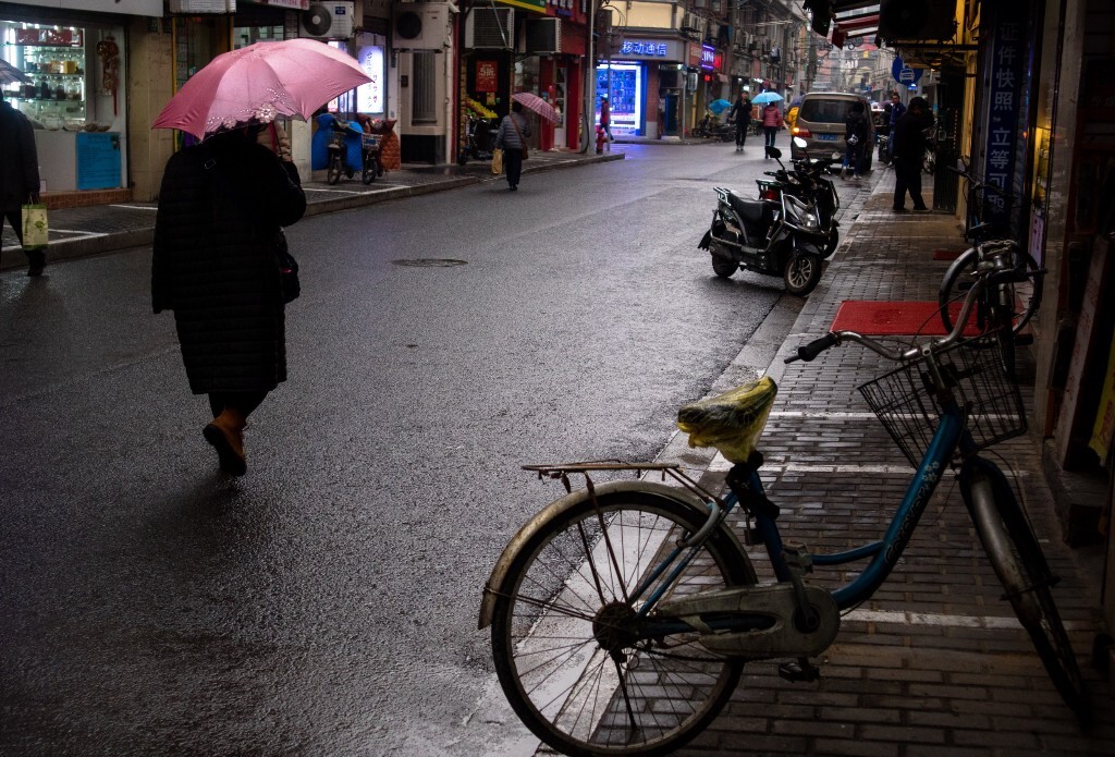 雨幕下的宁静街道，新鲜气息弥漫的祥和景象